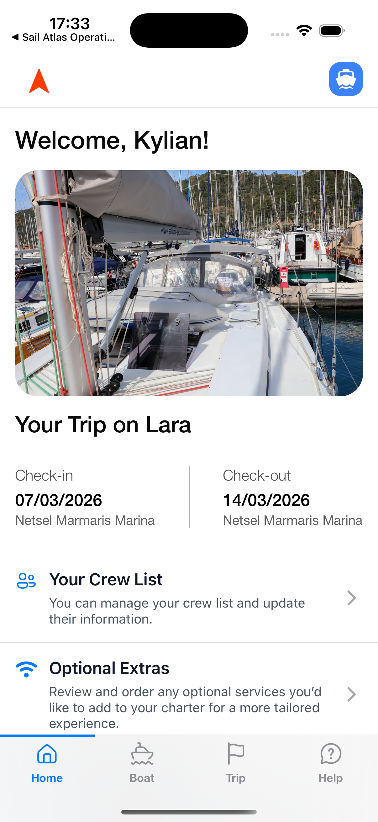 Booking details on Customer App