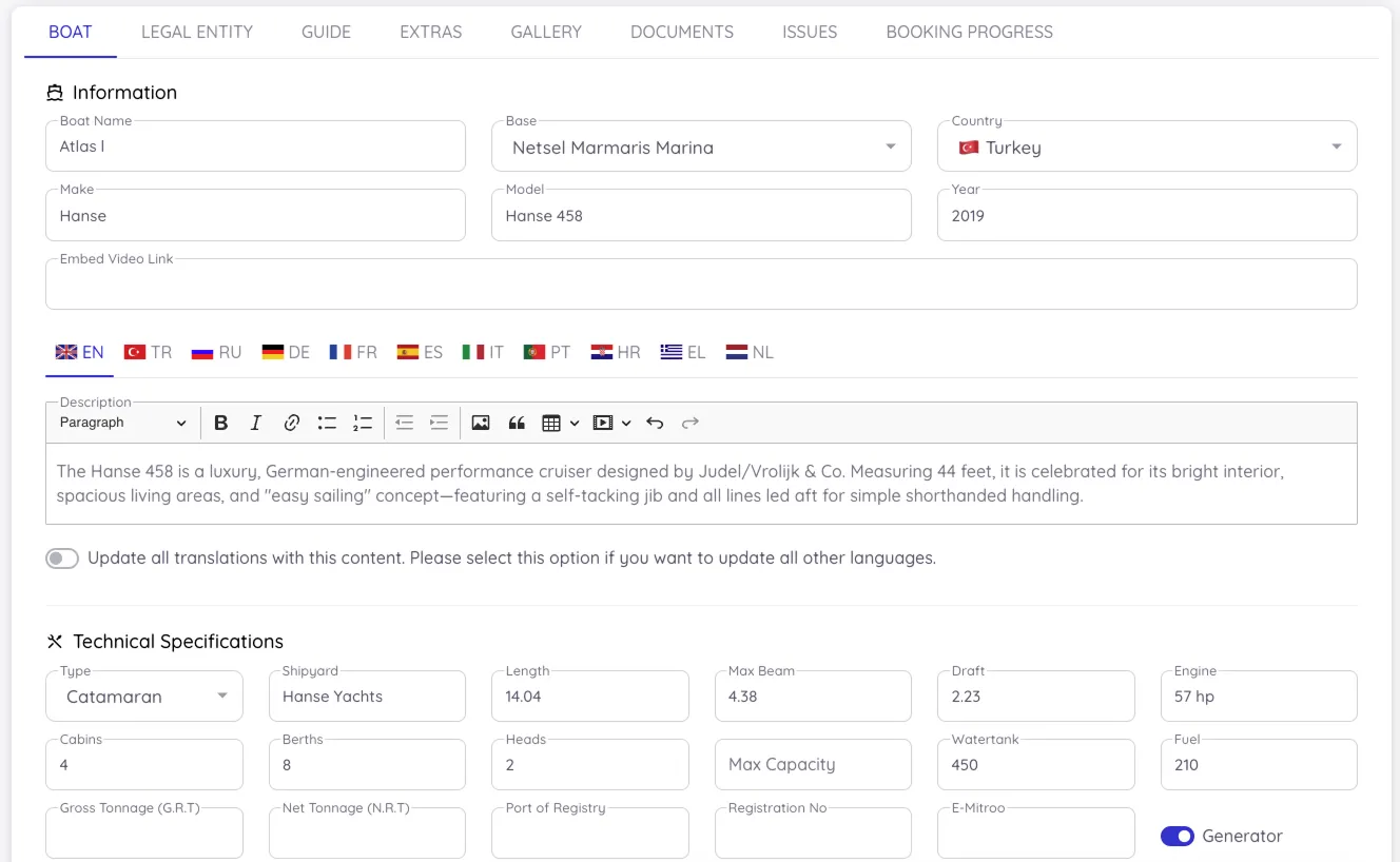 Atlas dashboard — manage website content