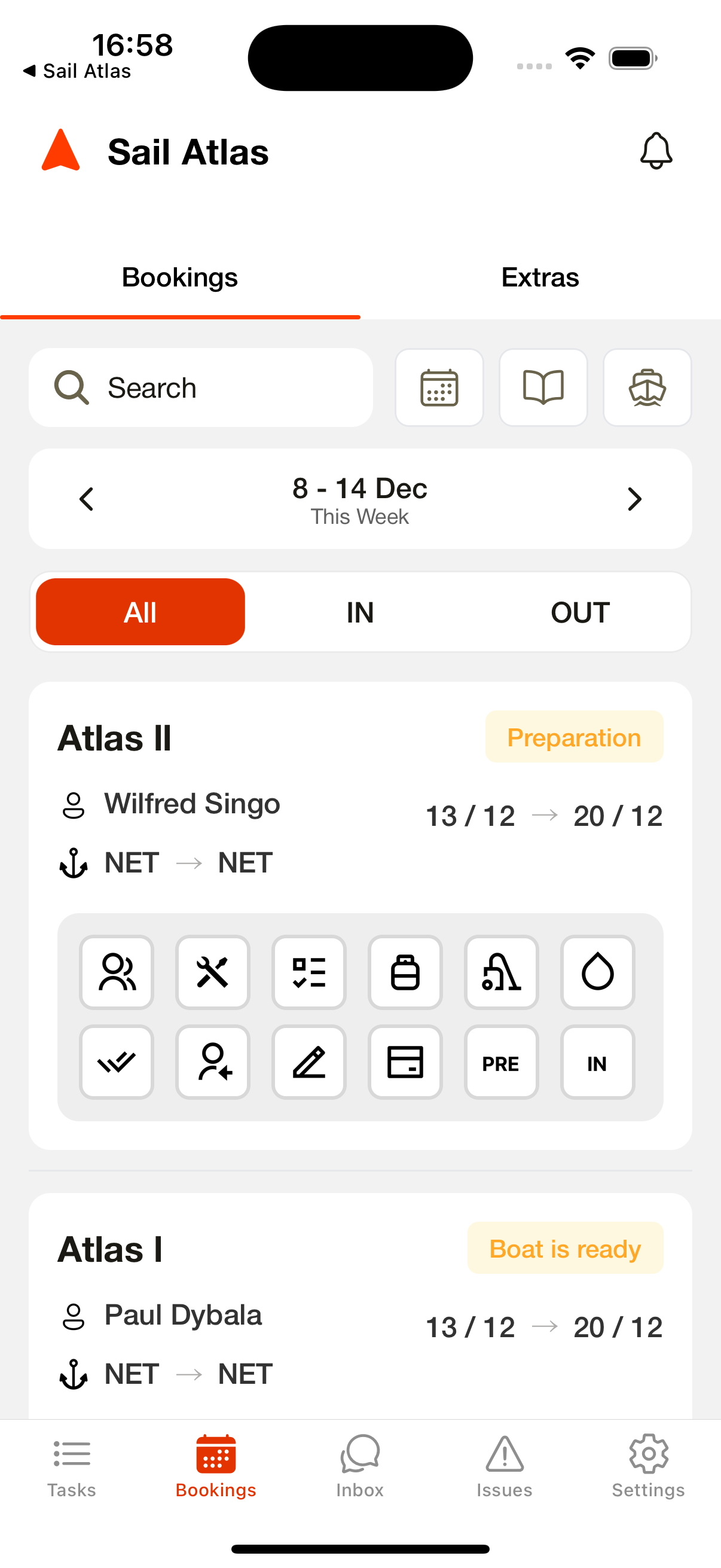 Operation App Booking List
