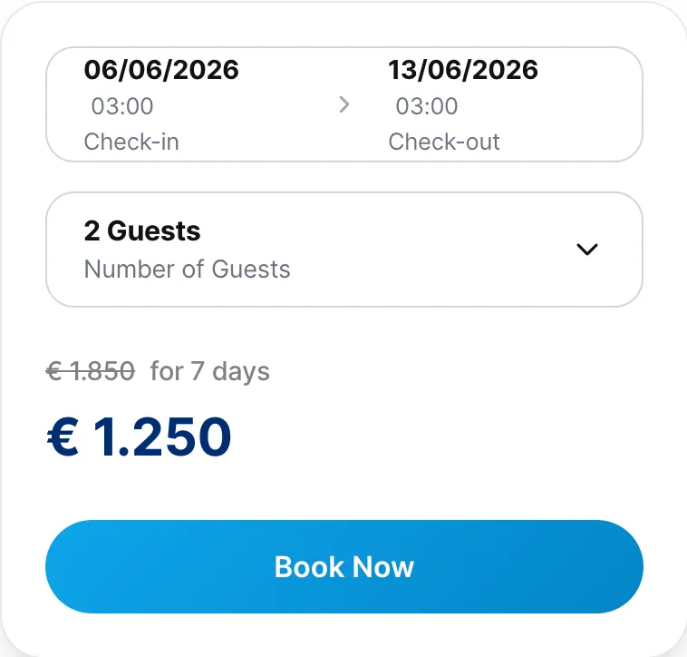 Website booking widget showing live availability and pricing